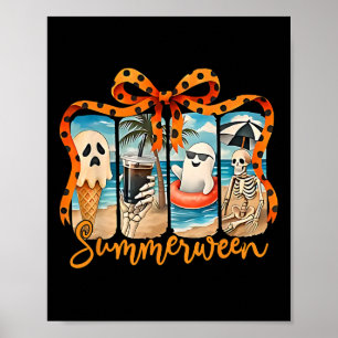 Poster Summerween Skeleton Ghost Beach Party Halloween Vi