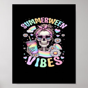 Poster Summerween Vibes Sweet Skeleton Girl Summer Hallow