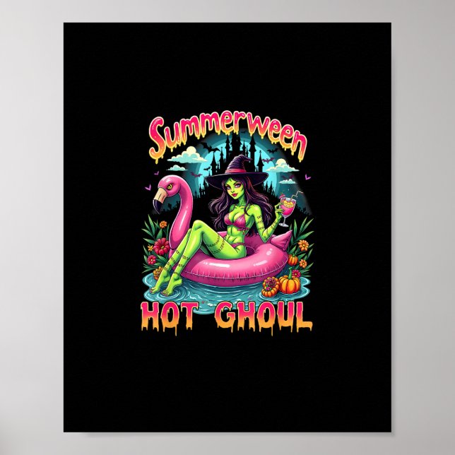 Poster Summerween Witch Vibes Vacation Halloween Funny Pa (Devant)