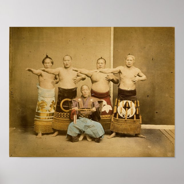 Poster Sumo Wrestlers Japon Antique Photographie 1877 (Devant)