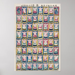 Poster Sumo Wrestlers par Utagawa Yoshikazu (1852)