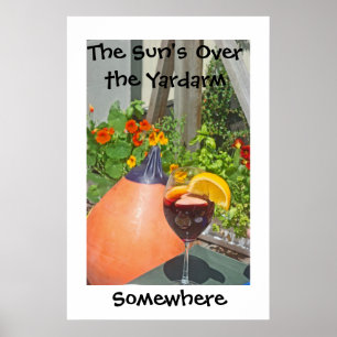 Poster Sun au-dessus de l'extrémité d'une vergue carrée