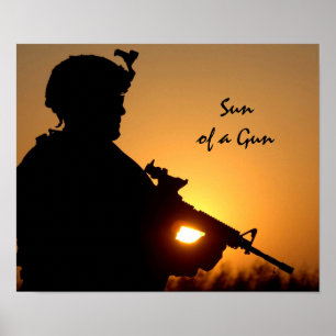 Poster Sun d'un calembour militaire drôle d'arme à feu