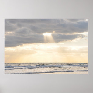 Poster Sun inspiré rayonne l'affiche médiane de nuages