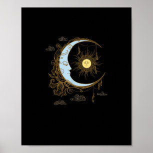 Poster Sun Moon Vintage 90s Witch Whimsigoth esthétique