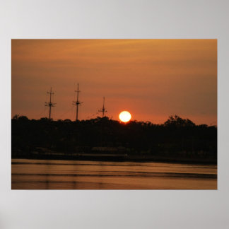 Poster Sun Setting Behind the Pirate Ship Poster....