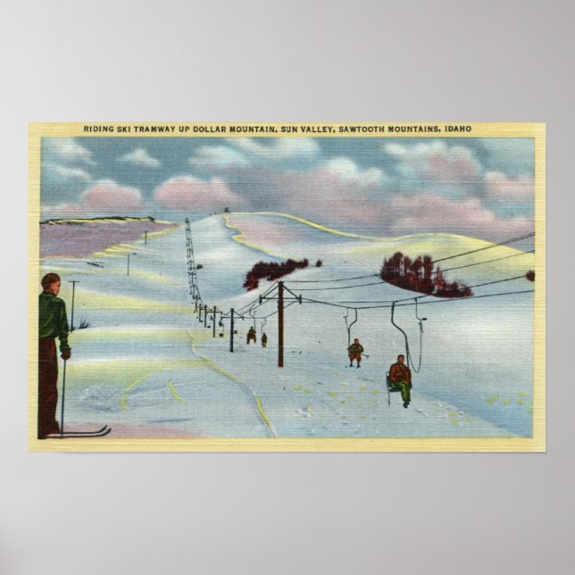 Poster Sun Valley, ID - Sawtooth Mnts. Ski D'Équitation (Devant)