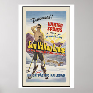 Poster Sun Valley Ketchum Idaho Sports d'hiver sous