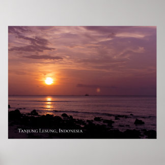 Poster Sunbeam Sunset Sky Beach Twilight Travel Silhoutte