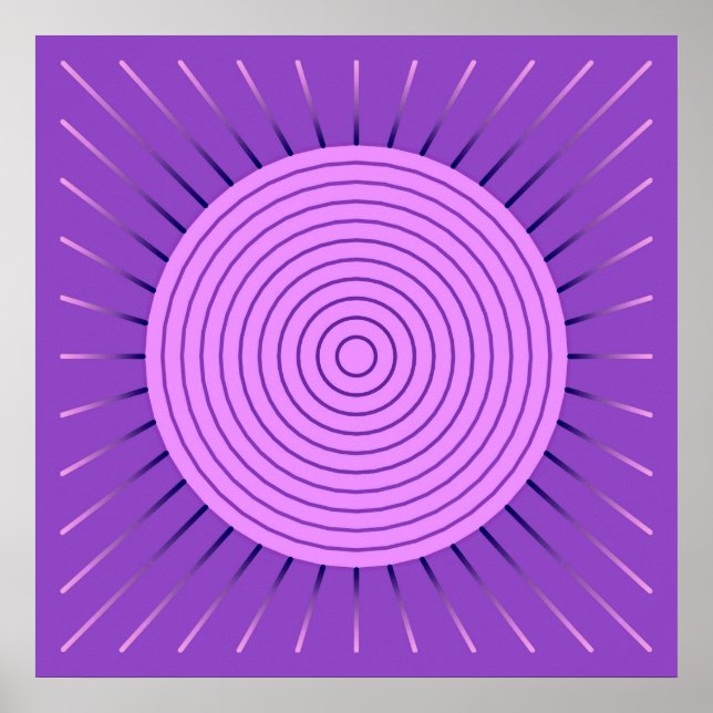 Poster Sunburst géométrique moderne - Amethyst Purple (Devant)