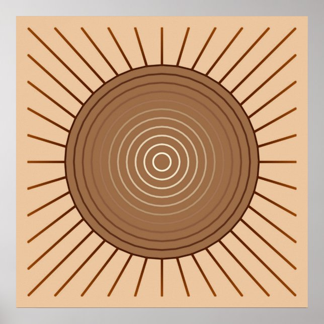 Poster Sunburst géométrique moderne - Brown et Tan (Devant)