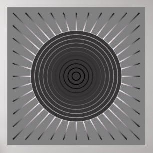 Poster Sunburst géométrique moderne - Hématite foncé gris