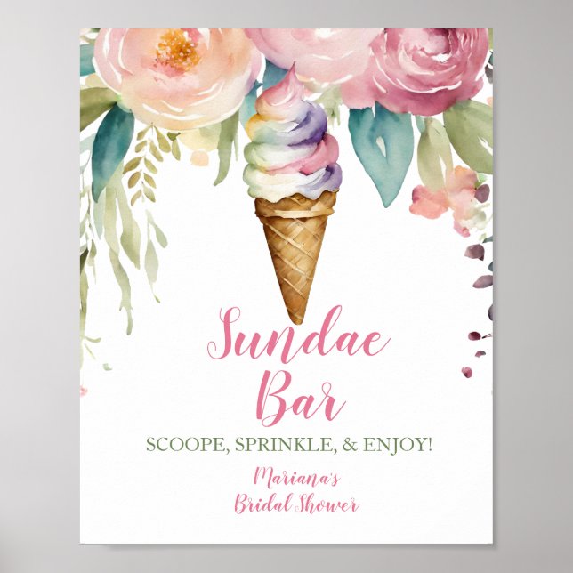 Poster Sundae Bar Elle a été rachetée Fête des mariées (Devant)