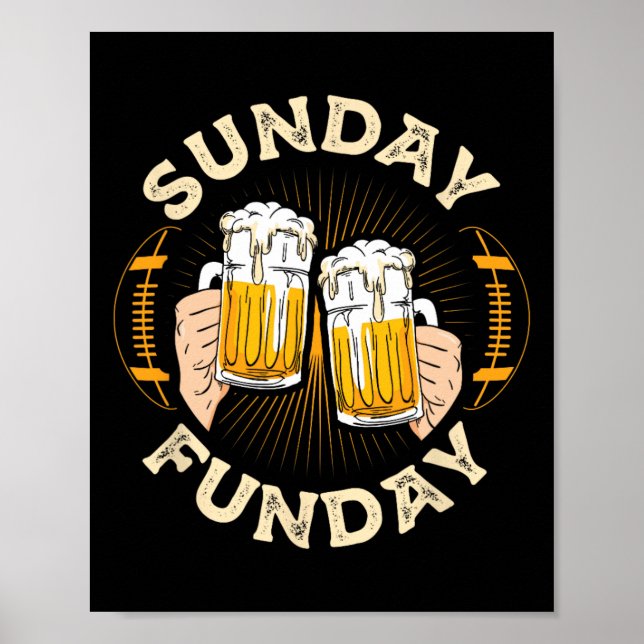 Poster Sunday Funday Funny Football Gift Sport Lovers Foo (Devant)