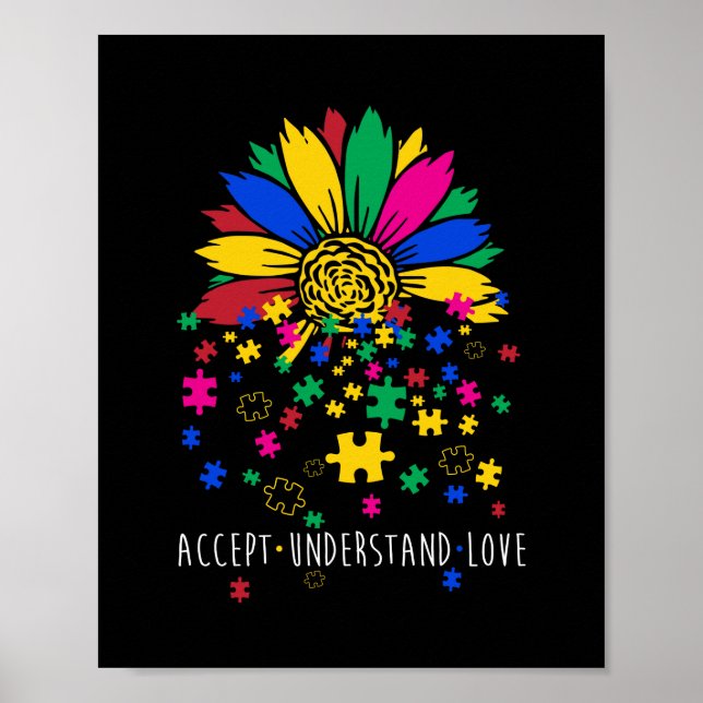 Poster Sunflower Accepter Comprendre l'Amour Monde Autism (Devant)
