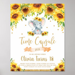 Poster Sunflower Elephant 1er Anniversaire heure Capsule