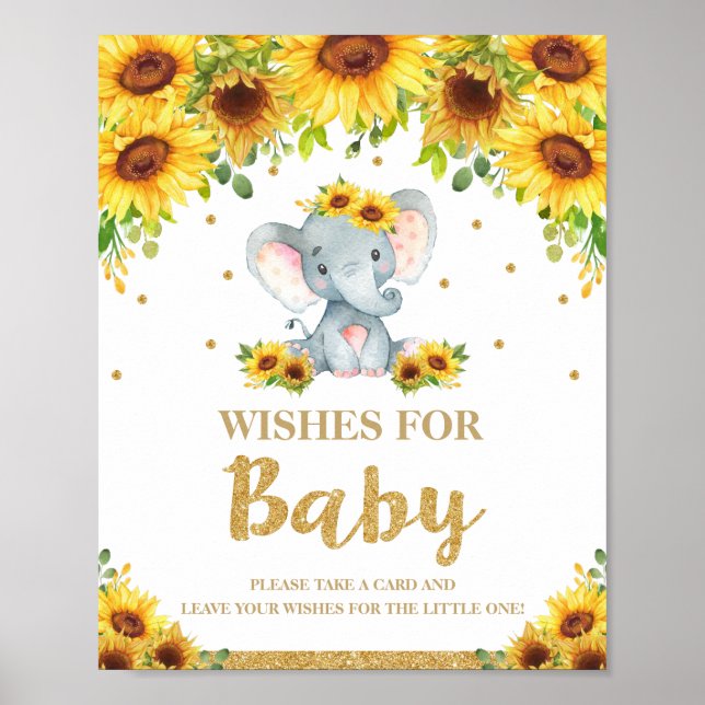 Poster Sunflower Elephant Wives for Baby Sign Activity (Devant)