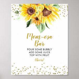 Poster Sunflower est en route Baby shower Mom-osa Bar