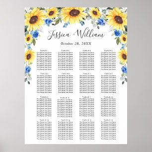 Poster Sunflower Eucalyptus 16 Tables CADRE