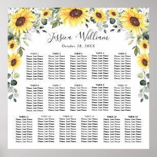 Poster Sunflower Eucalyptus 16 Tables CADRE