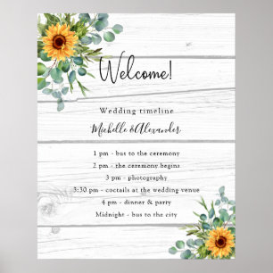 Poster Sunflower eucalyptus programme de mariage détails 