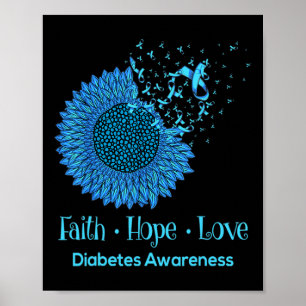 Poster Sunflower Faith Hope Love Diabète Sensibilisation