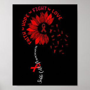 Poster Sunflower Faith Hope Love Ribbon Sickle Cell Aware