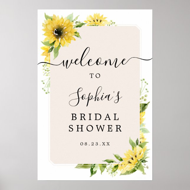 Poster Sunflower Garden Bridal Shower Welcome Sign (Devant)