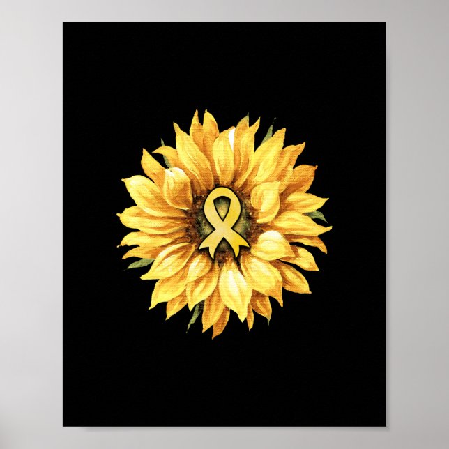 Poster Sunflower Gold Ribbon Childhood Cancer Awareness (Devant)