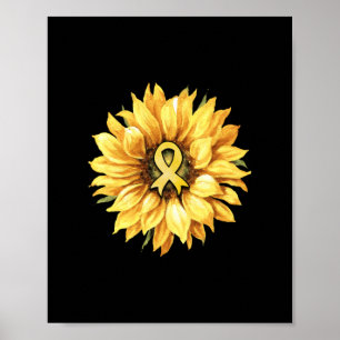 Poster Sunflower Gold Ribbon Sensibilisation au cancer ch