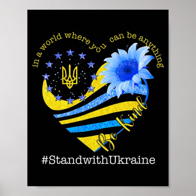 Poster Sunflower Heart drapeau ukrainien Soyez un stand a (Devant)