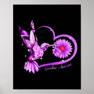 Poster Sunflower Heart Purple Ribbon Sensibilisation à la