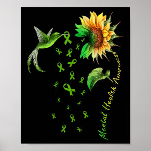 Poster Sunflower Hummingbird Ribbon Santé mentale Award