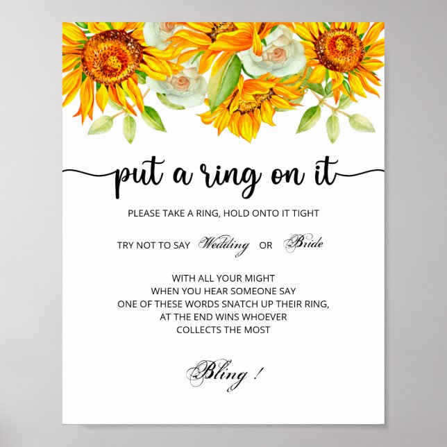 Poster Sunflower met une bague sur le jeu (Devant)