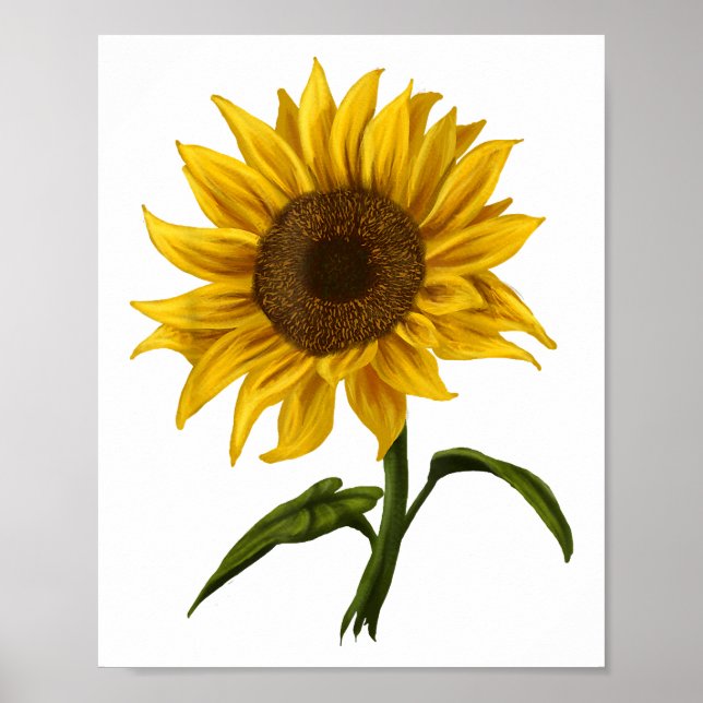Poster Sunflower Sunshine Floral Aquarelle Fleur (Devant)