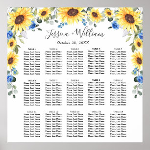 Poster Sunflowers Eucalyptus 15 Tables CADRE
