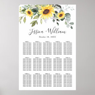 Poster Sunflowers Eucalyptus 15 Tables CADRE