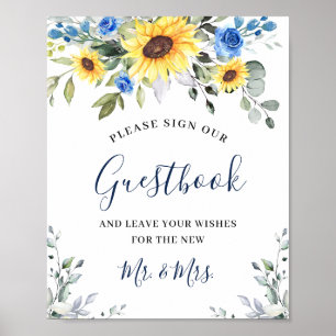 Poster Sunflowers Eucalyptus Mariage Signer Notre Livre D