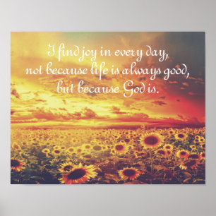Poster Sunflowers, I Find Joy... Inspirational Quote