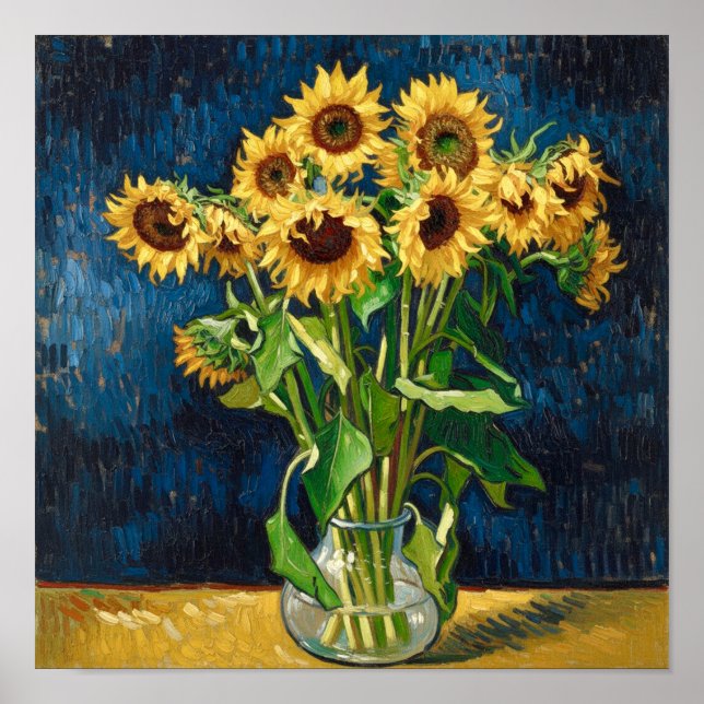 Poster Sunflowers in a Vase After Van Gogh (Devant)