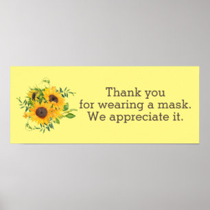 Poster Sunflowers Merci pour le port de Masque