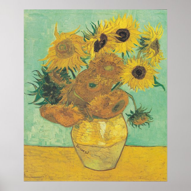 Poster Sunflowers par Vincent Van Gogh (Devant)