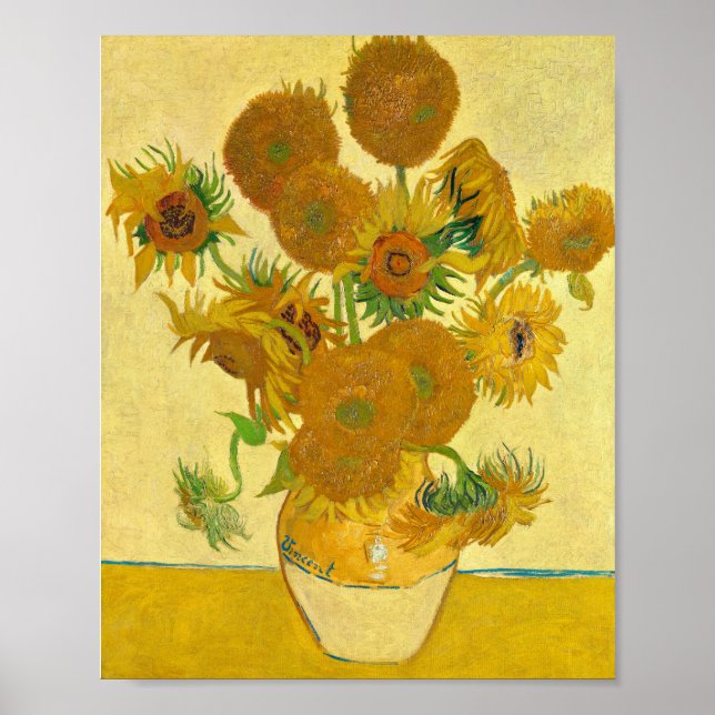 Poster Sunflowers par Vincent Van Gogh (Devant)