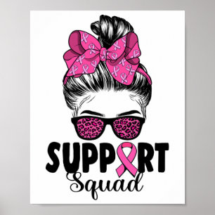 Poster Sungles Messy Bun Support Squad Cancer du sein