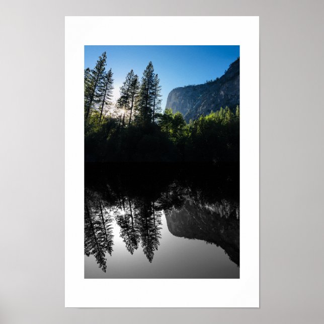 Poster Sunlit Trees Yosemite Reflection Photography (Devant)