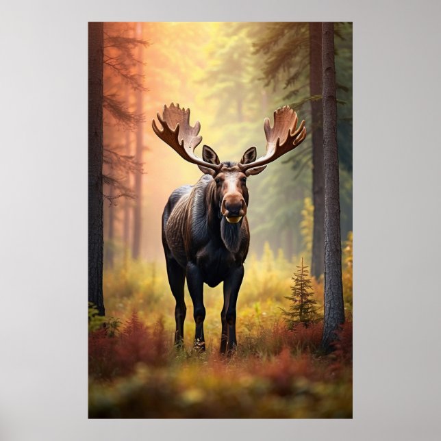 Poster *~* Sunny Golden AP49 MOOSE Forêt naturelle (Devant)