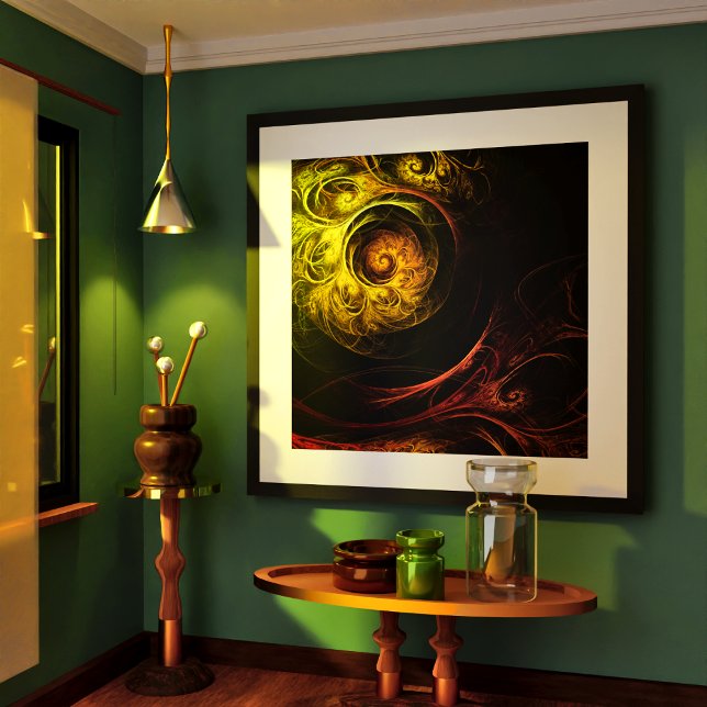 Poster Sunrise Floral Red Abstrait Art (Sunrise Floral Red Abstract Art Poster)