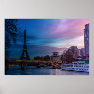 Poster Sunrise over Eiffel tower - Paris, France, Europe