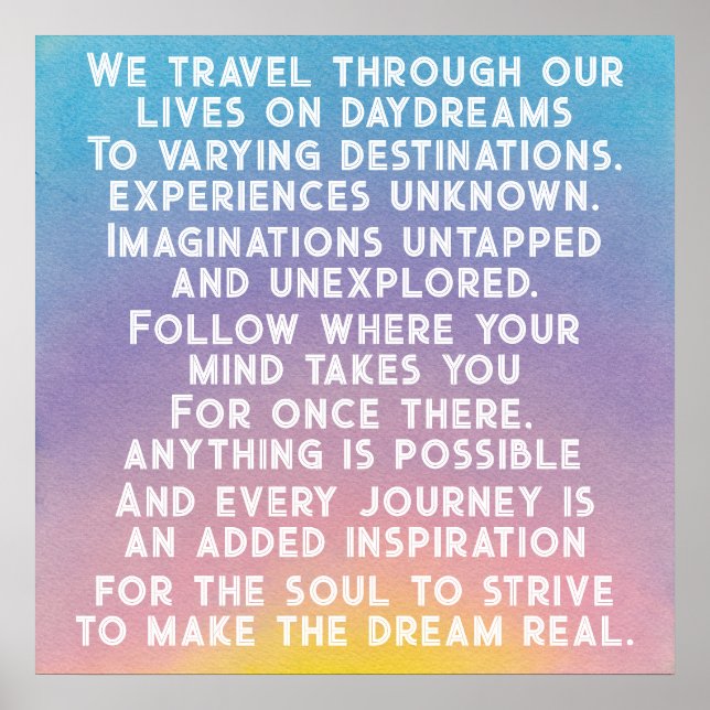 Poster Sunrise Sunset Daydreams Inspirational Quote (Devant)