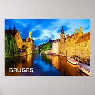 Poster Sunset à Bruges. Belgique